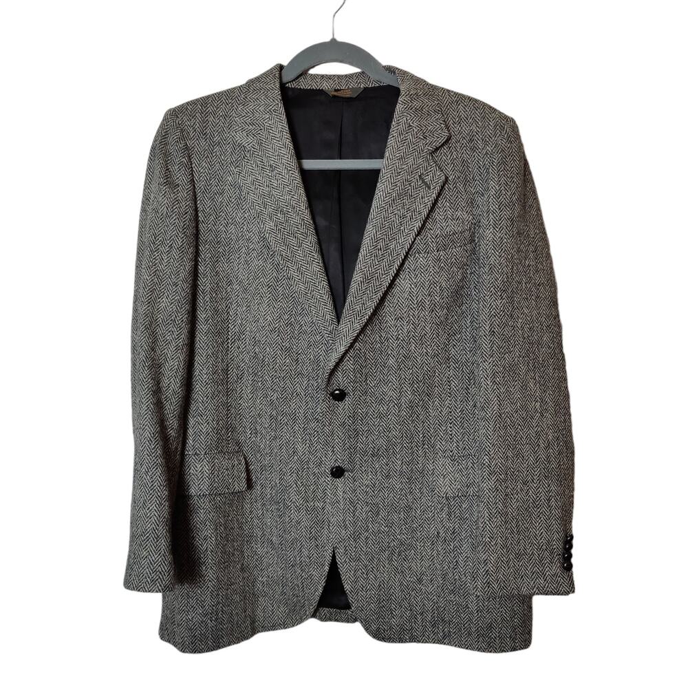 Vintage Mens Kuppenheimer Grey Houndstooth Blazer 100% Pure New Wool Made in USA